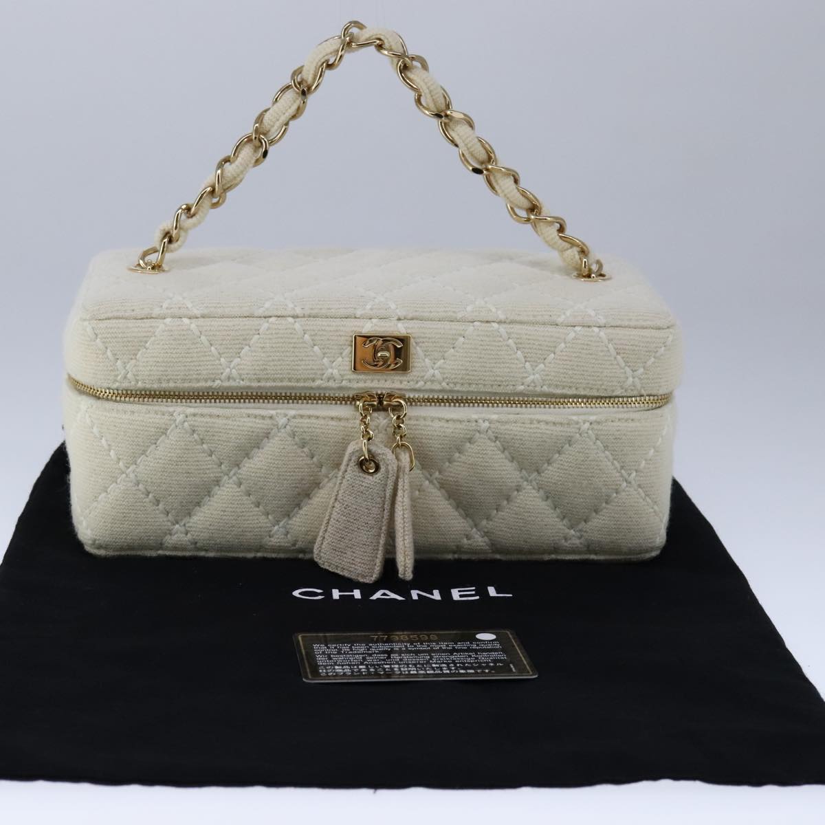 Chanel Vanity Beige Canvas Clutch Bag (Pre-Owned)