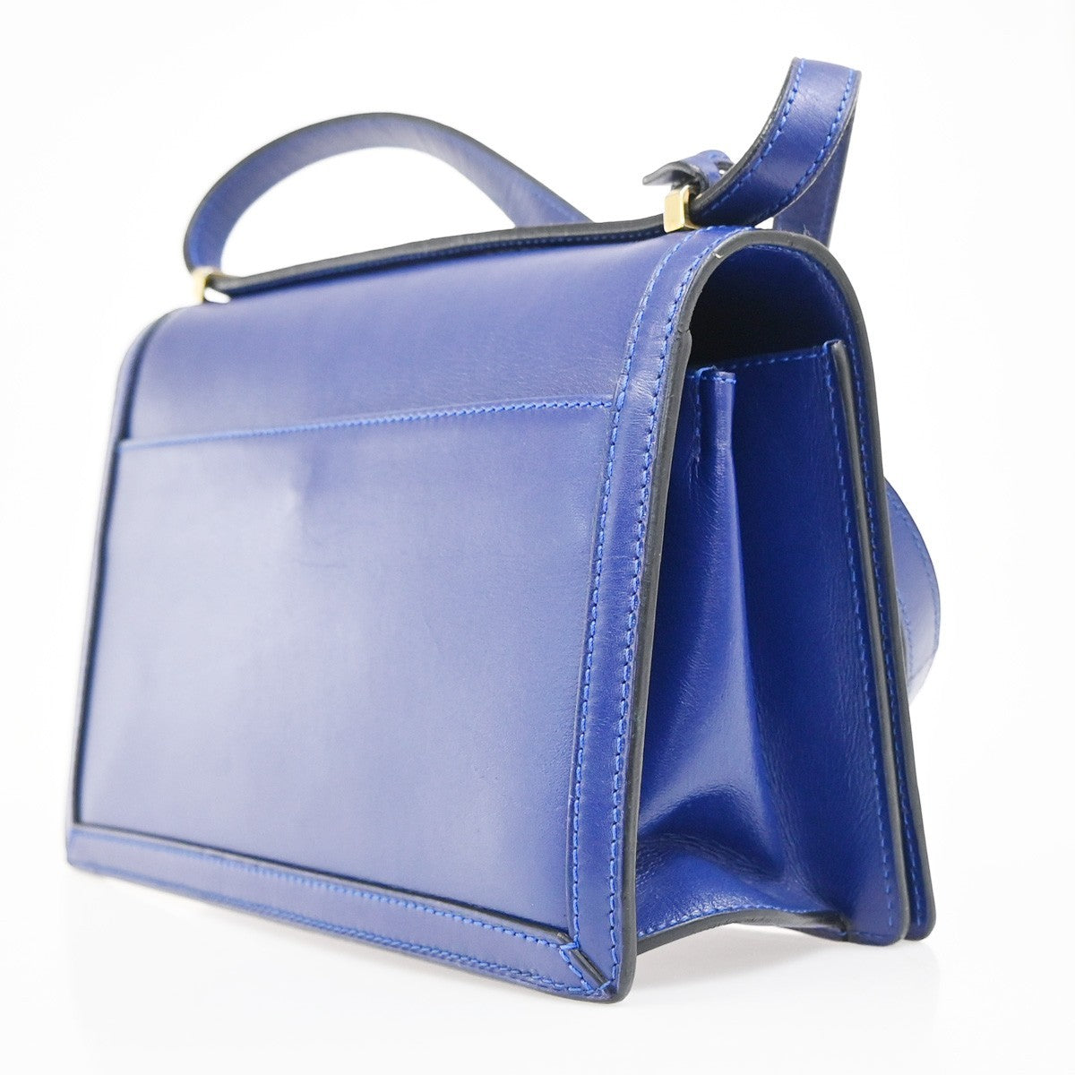 Loewe Barcelona Leather Blue Leather Shoulder Bag Bag (Pre-Owned)