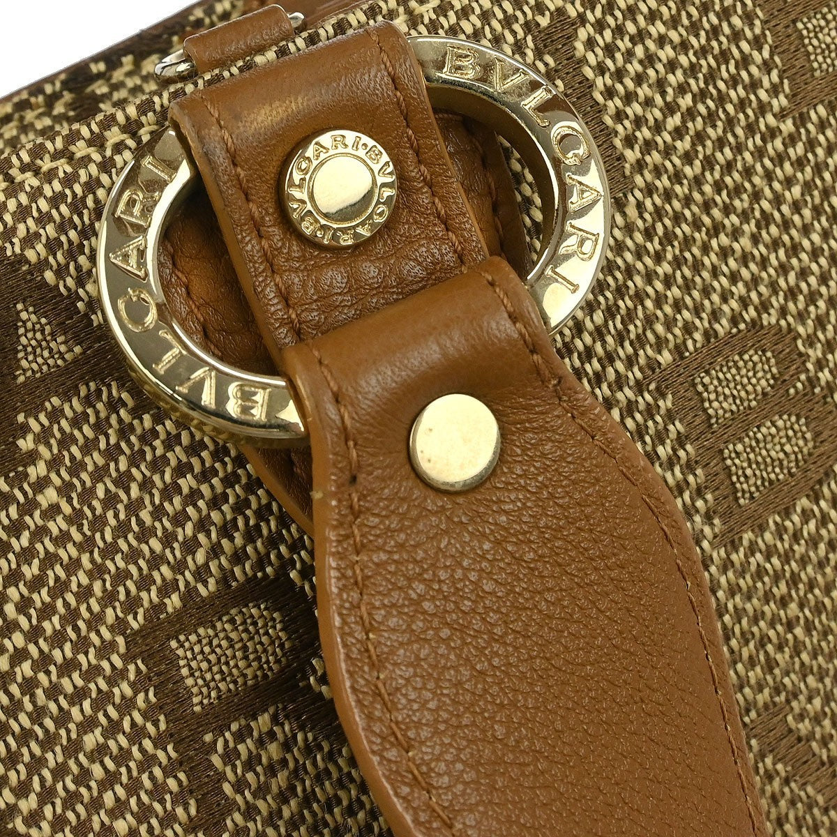 Bvlgari Logomania Canvas Brown Canvas Handbag (Pre-Owned)