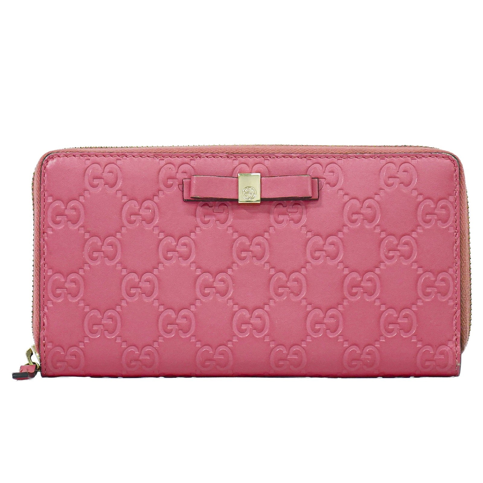 Gucci Zip Around Wallet (Outlet) Microguccissima Leather Pink Leather Wallets Accessory (Pre-Owned)
