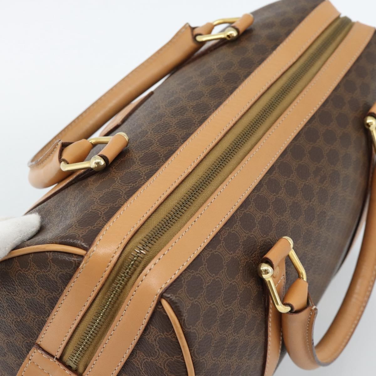 Celine Vintage Boston Macadam Coated Canvas Brown Pvc Handbag (Pre-Owned)