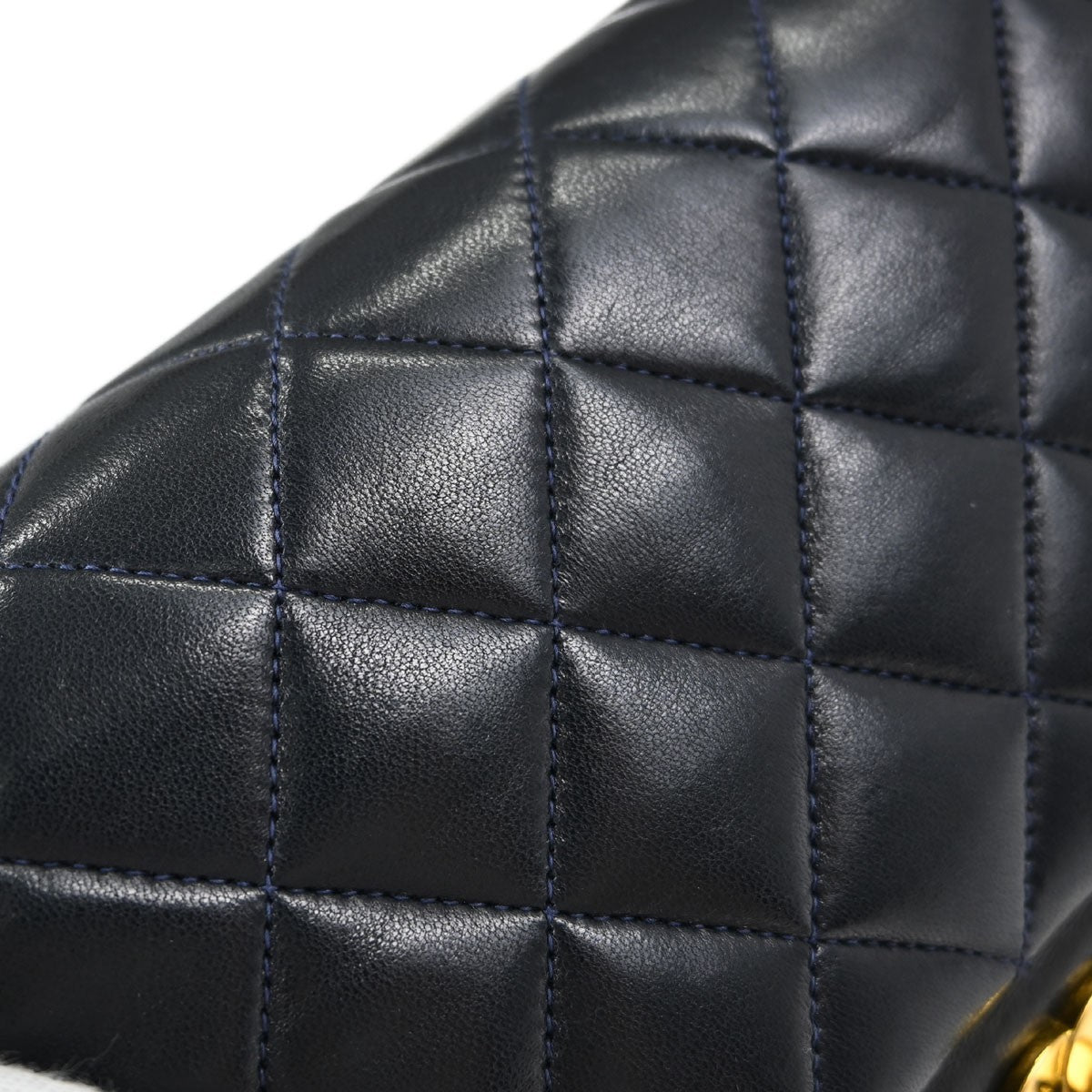 Chanel Timeless - Classic Double Flap Quilted Lambskin Navy Leather Shoulder Bag Bag (Pre-Owned)