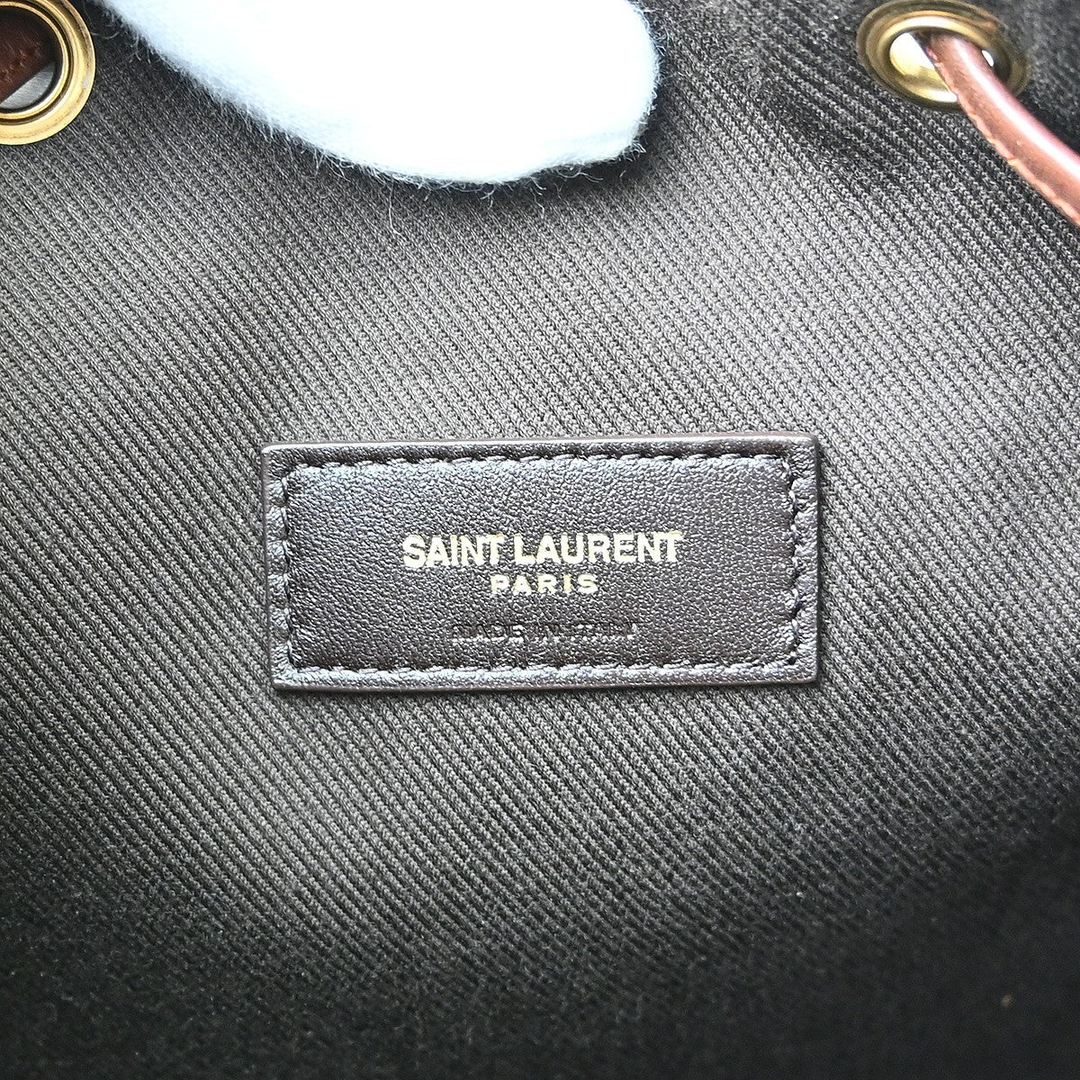 Saint Laurent Vintage Classic Monogram Drawstring Bucket Canvas Brown Canvas Shoulder Bag Bag (Pre-Owned)