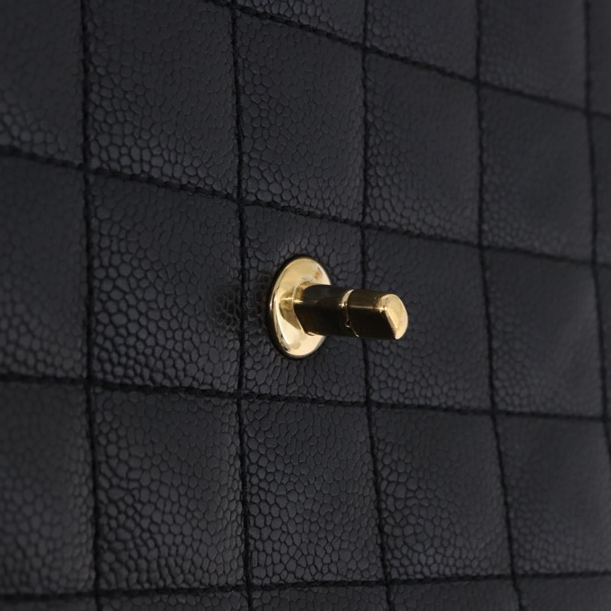 Chanel Coco Top Handle Quilted Caviar With Lizard Black Leather Handbag (Pre-Owned)