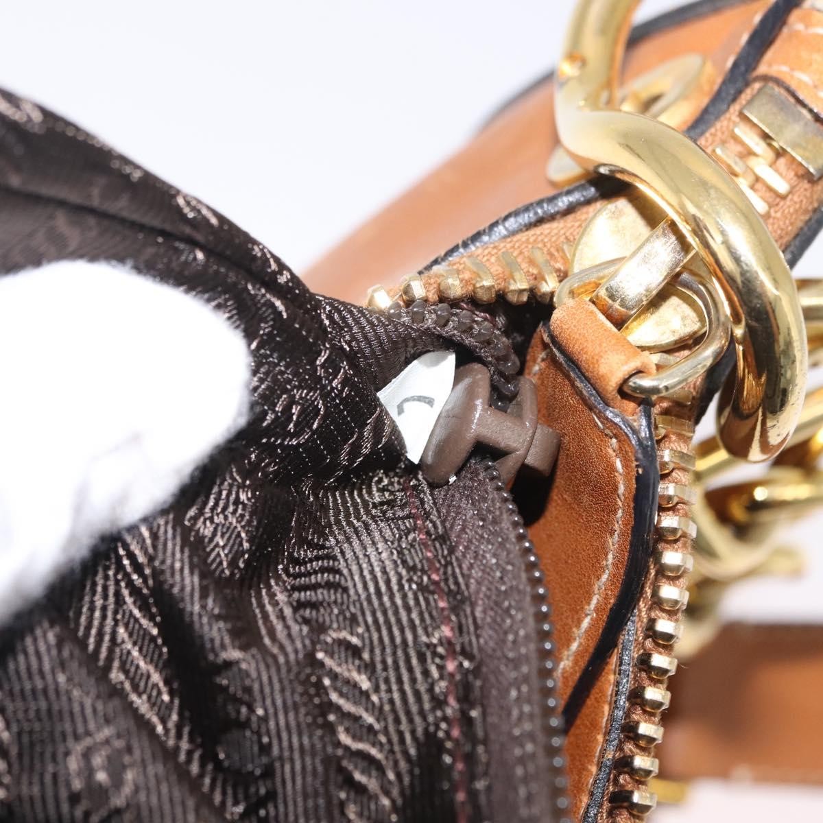 Prada Shoulder Leather Brown Leather Shoulder Bag Bag (Pre-Owned)
