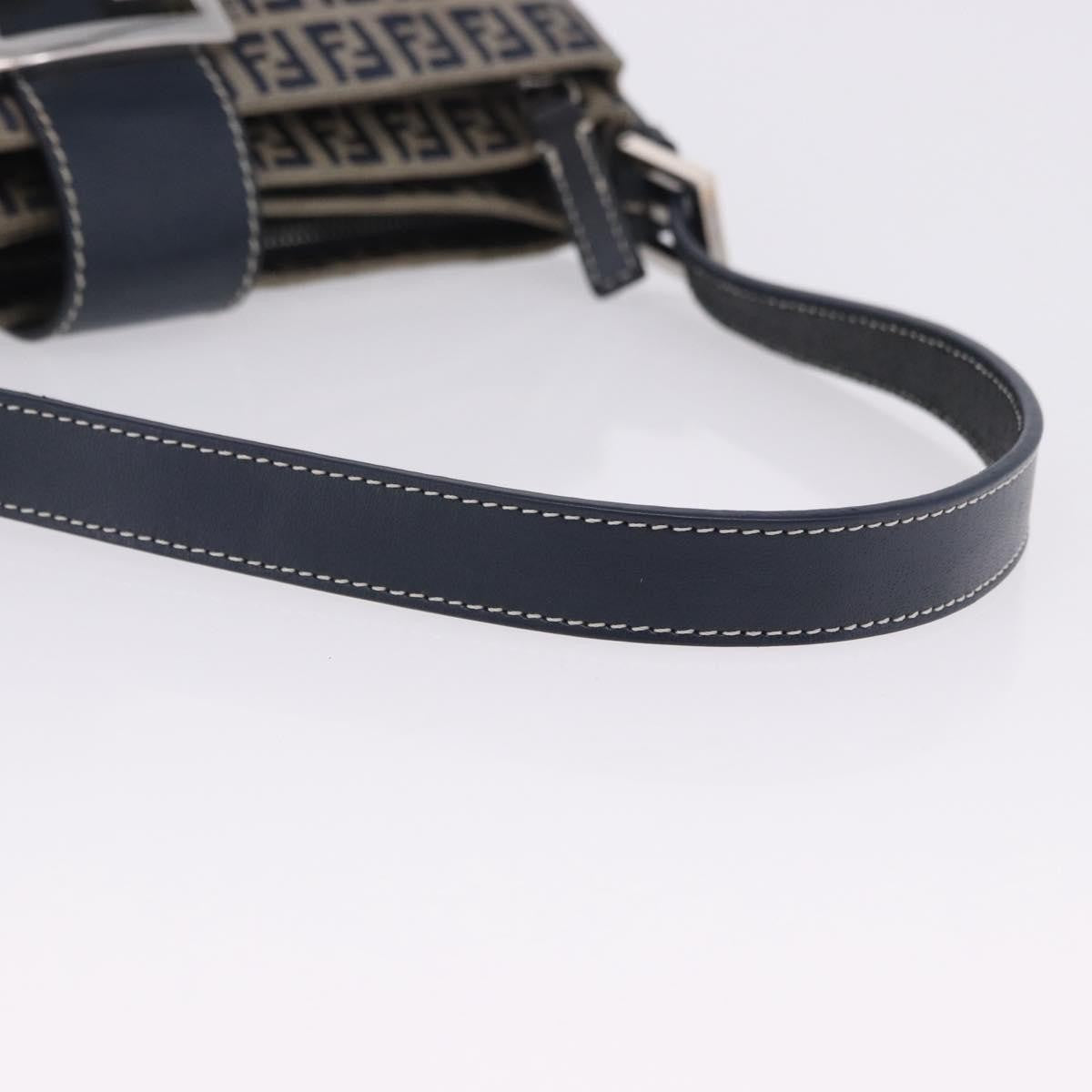 Fendi Baguette Zucca Canvas Navy Canvas Handbag (Pre-Owned)