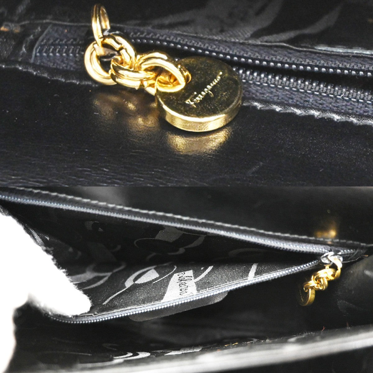 Salvatore Ferragamo Convertible Top Handle Leather Black Leather Handbag (Pre-Owned)