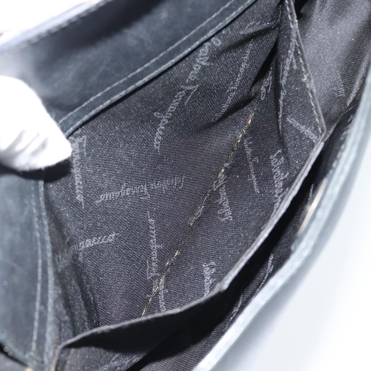 Salvatore Ferragamo Gancini Leather Black Leather Shoulder Bag Bag (Pre-Owned)