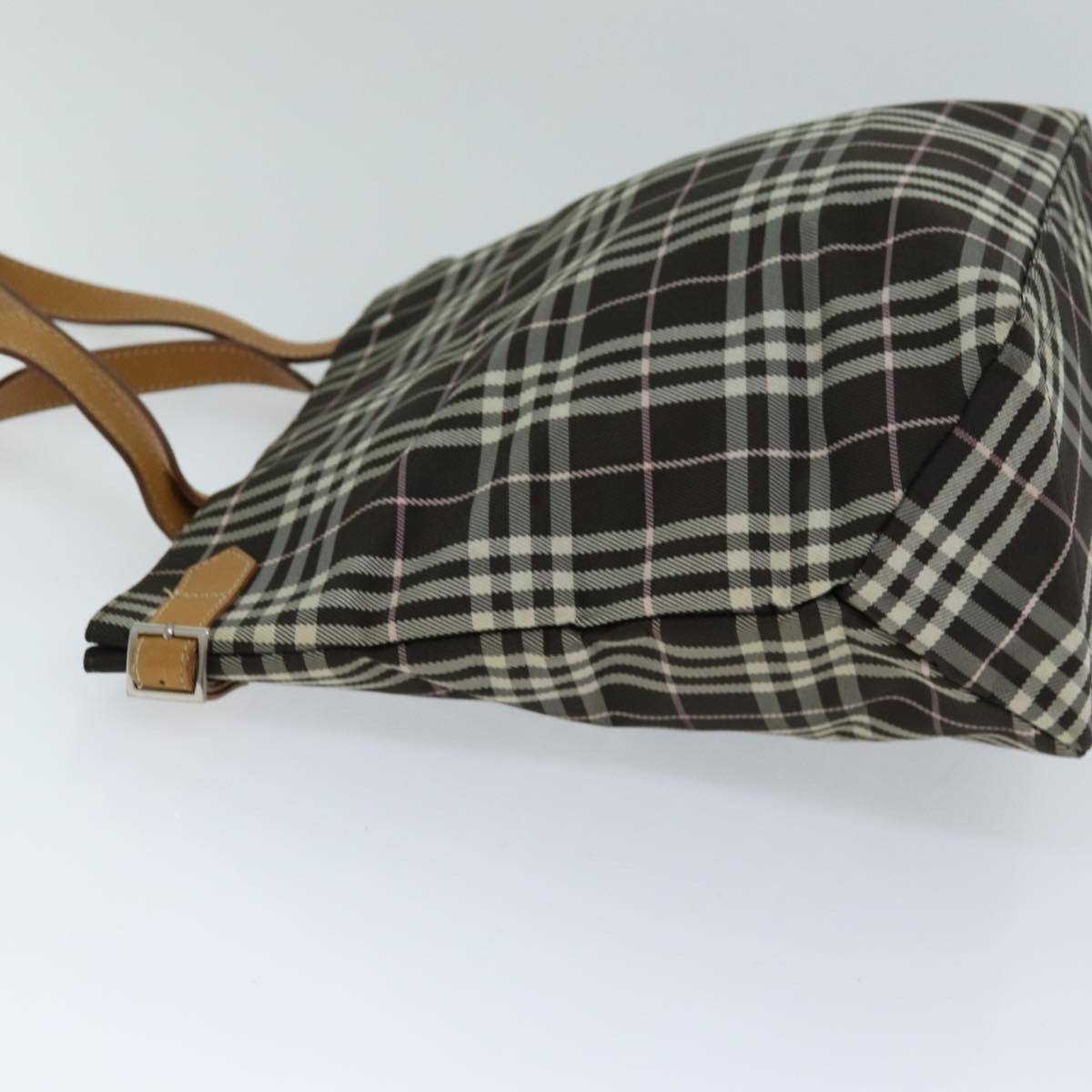 Burberry Nova Check Blue Label Nylon Brown Nylon Tote Bag Bag (Pre-Owned)