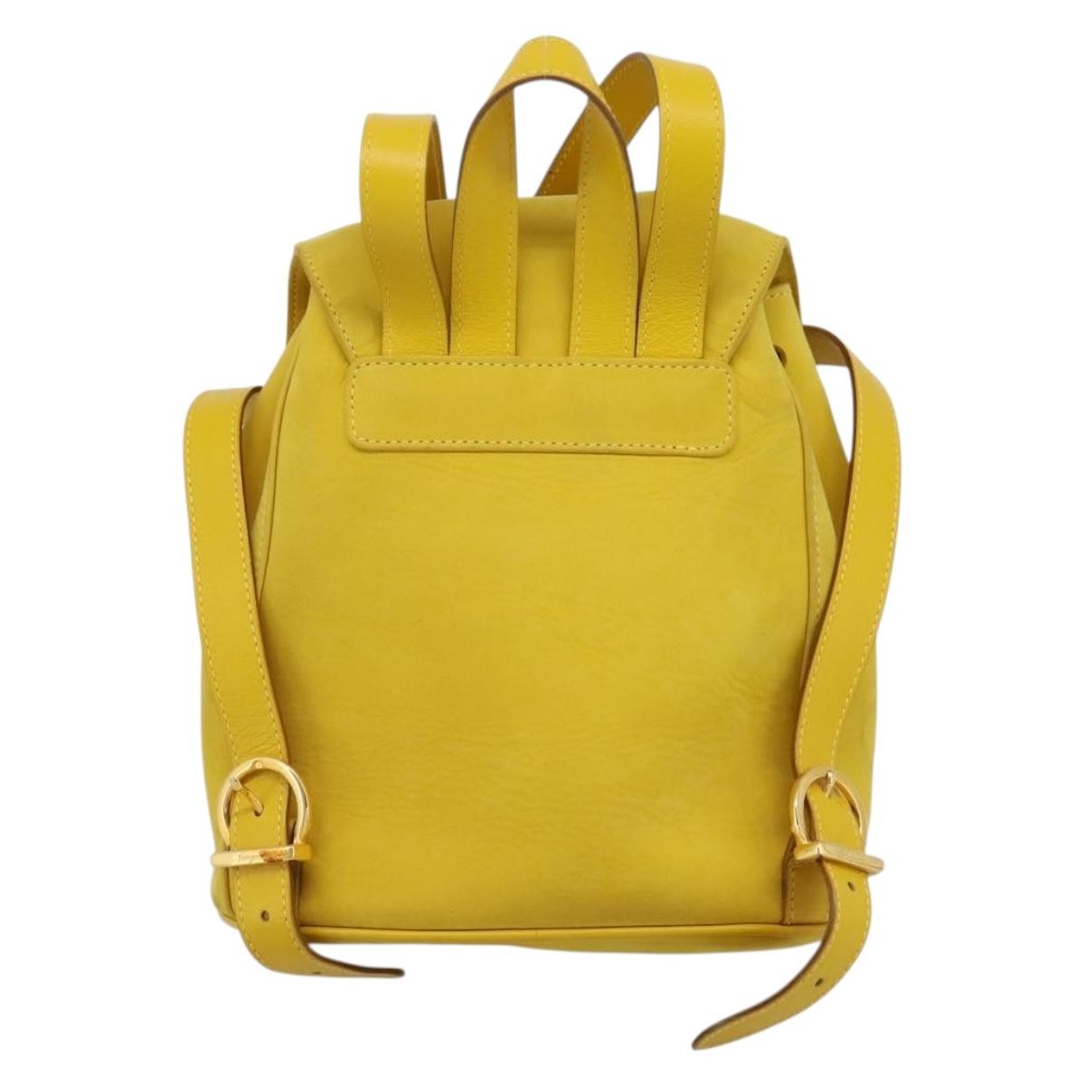 Salvatore Ferragamo Gancini Suede Yellow Suede Backpack Bag (Pre-Owned)