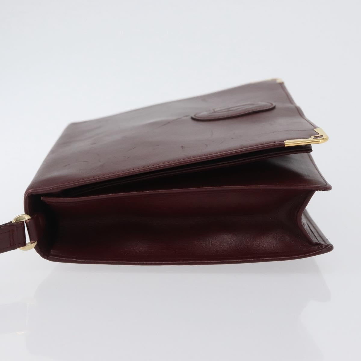 Cartier Must De Cartier Clutch Leather Burgundy Leather Clutche & Pouche Bag (Pre-Owned)