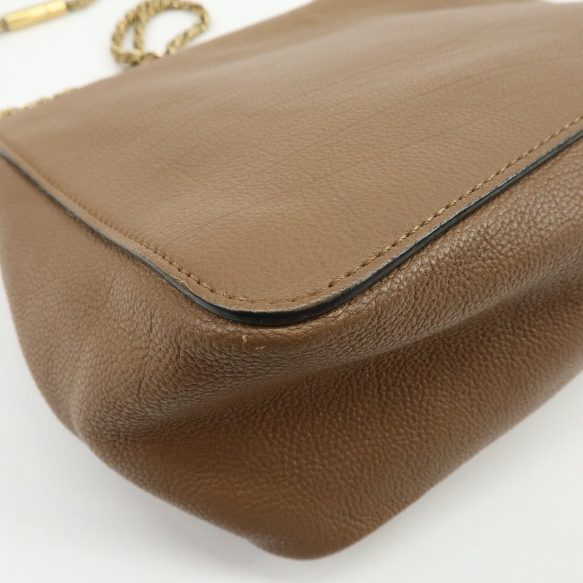 Chloe Elsie Chain Leather Brown Leather Shoulder Bag Bag (Pre-Owned)