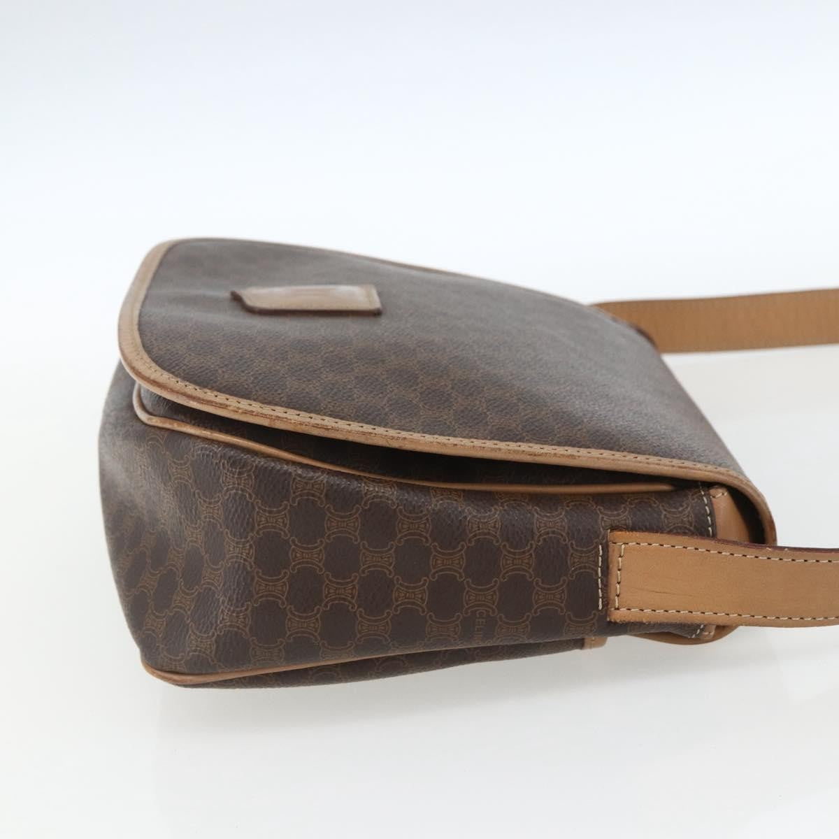 Celine Vintage Macadam Canvas And Leather Brown Canvas Shoulder Bag Bag (Pre-Owned)