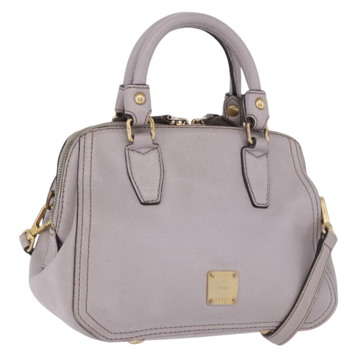 MCM Vintage Leather Gray Leather Handbag (Pre-Owned)