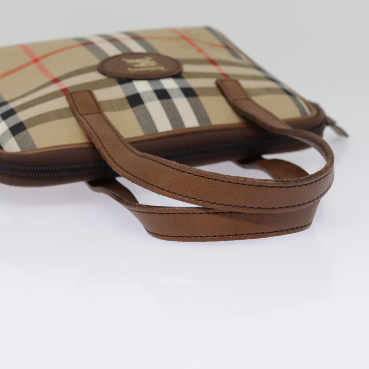 Burberry Nova Check Beige Canvas Handbag (Pre-Owned)