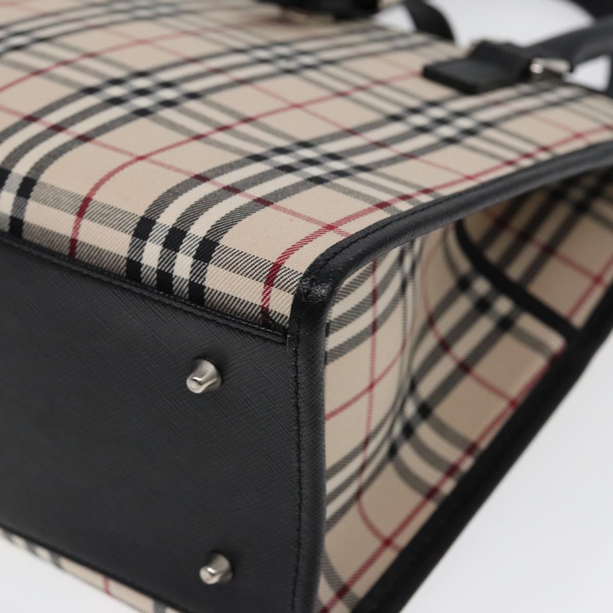 Burberry Nova Check Beige Canvas Handbag (Pre-Owned)
