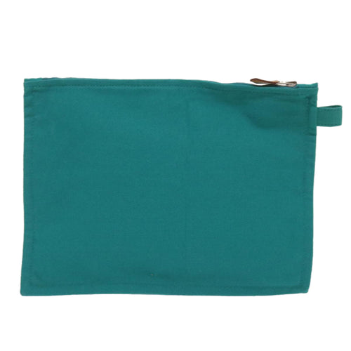 Hermès Turquoise Canvas Clutch Bag (Pre-Owned)