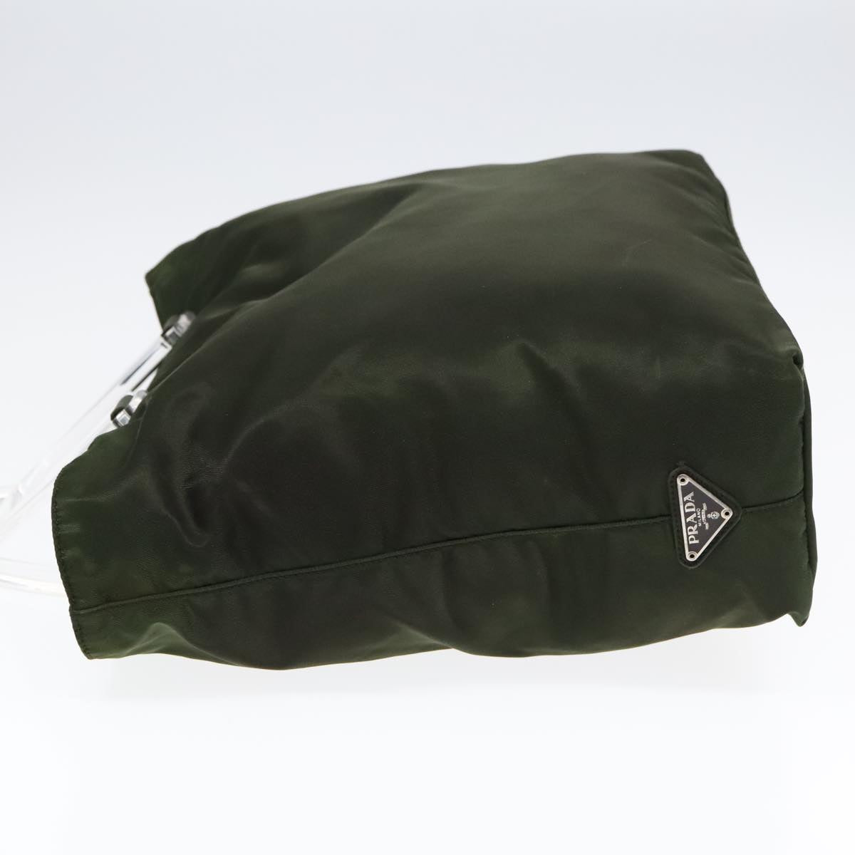 Prada Triangle Logo Green Synthetic Handbag (Pre-Owned)