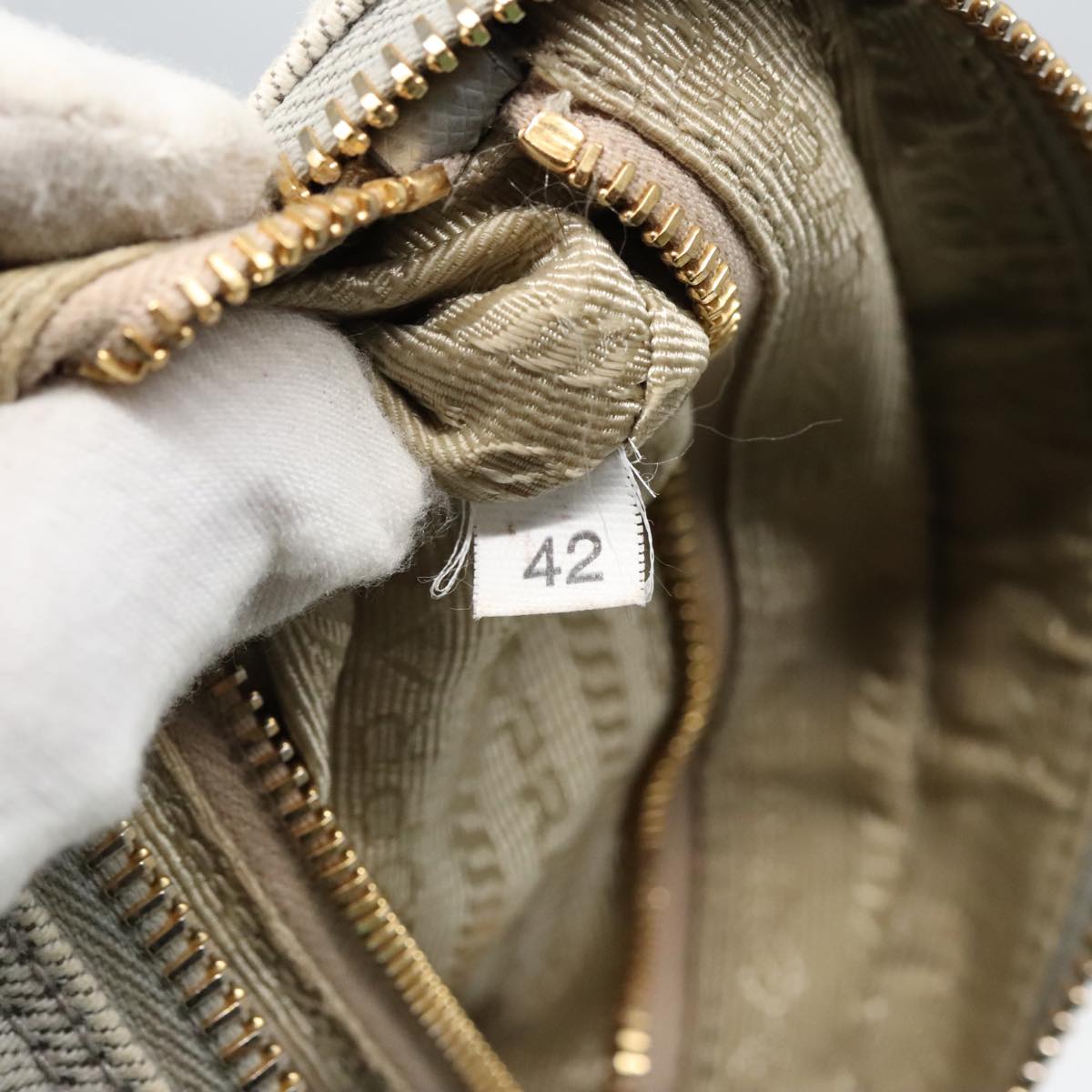 Prada Triangle Logo Beige Denim - Jeans Clutch Bag (Pre-Owned)