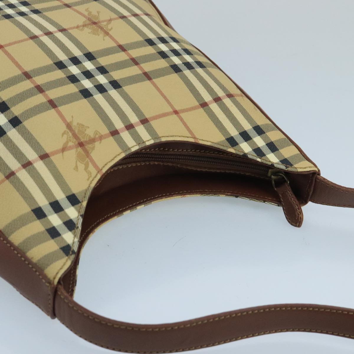 Burberry Nova Check Beige Canvas Shoulder Bag (Pre-Owned)