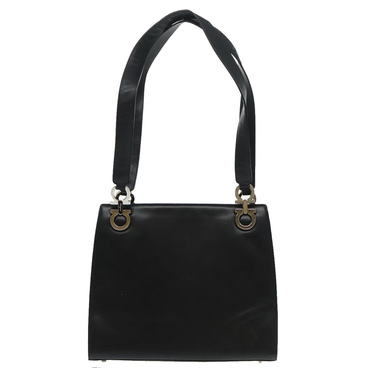 Salvatore Ferragamo Gancini Black Leather Shoulder Bag (Pre-Owned)