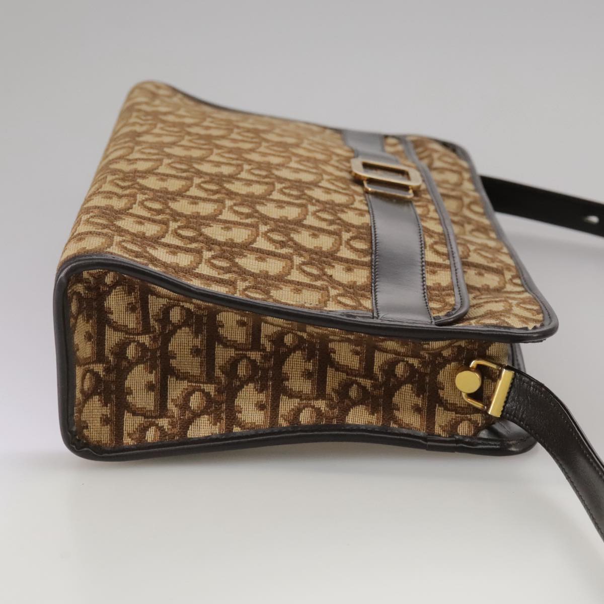 Dior Trotter Canvas Shoulder Bag Gold Canvas Shoulder Bag (Pre-Owned)
