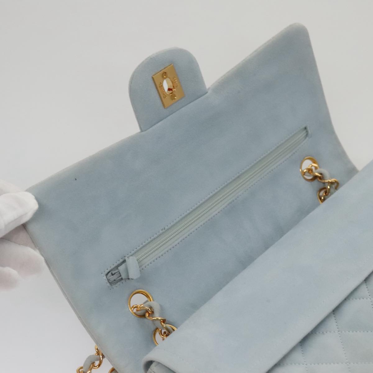 Chanel Timeless 23 Blue Suede Shoulder Bag (Pre-Owned)