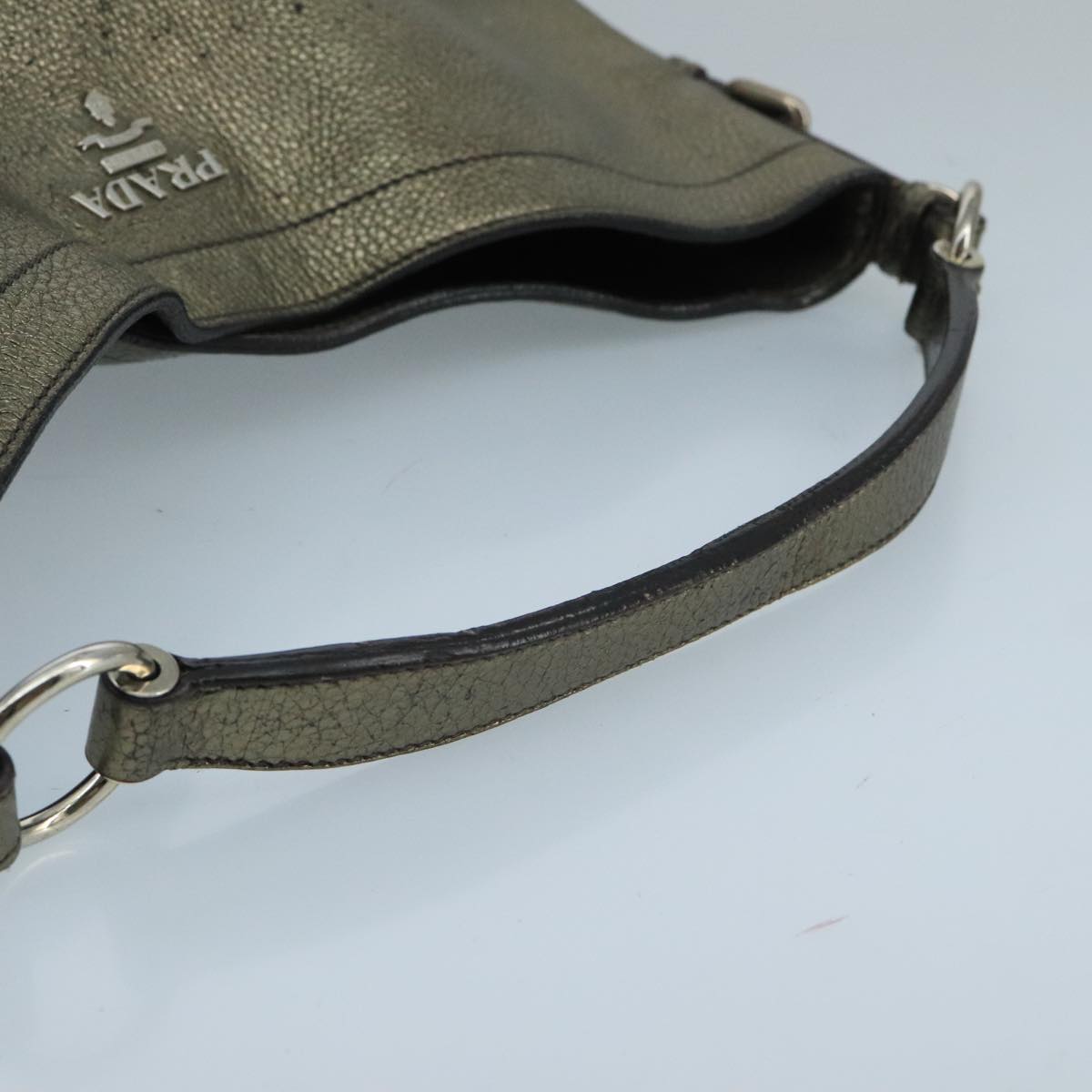 Prada Hobo Gold Leather Shoulder Bag (Pre-Owned)