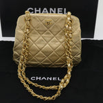 Chanel Matelassé Gold Leather Shoulder Bag (Pre-Owned)