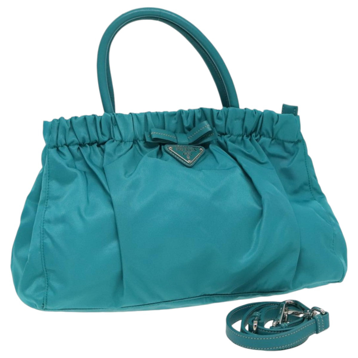 Prada Re-Nylon Turquoise Synthetic Handbag (Pre-Owned)