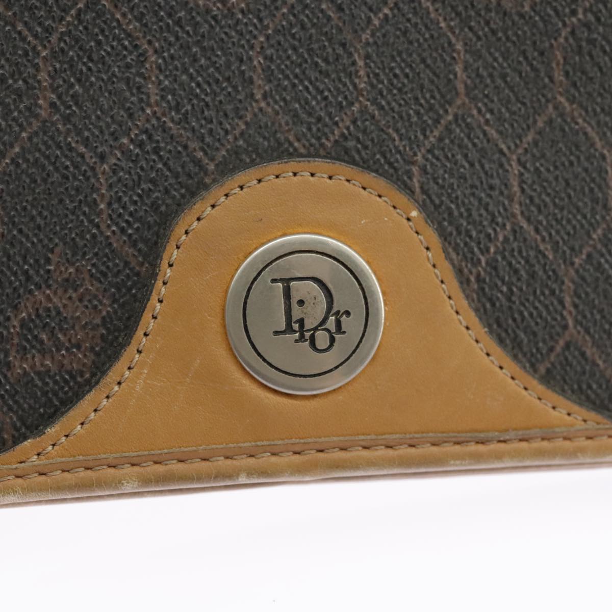 Dior Honeycomb Brown Canvas Shoulder Bag (Pre-Owned)
