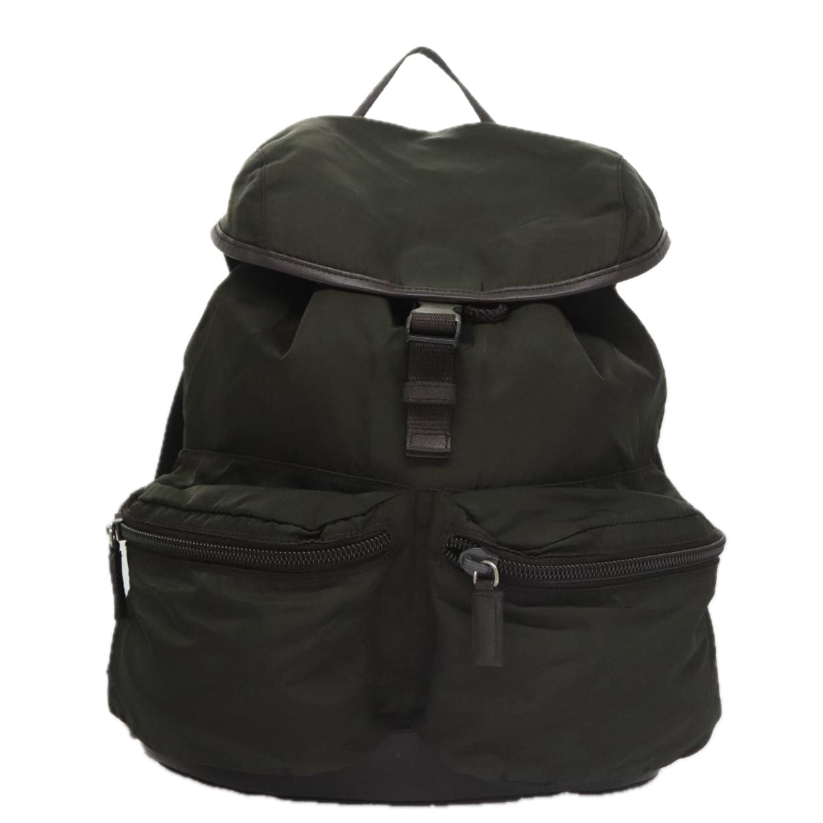 Prada Re-Nylon Khaki Synthetic Backpack Bag (Pre-Owned)