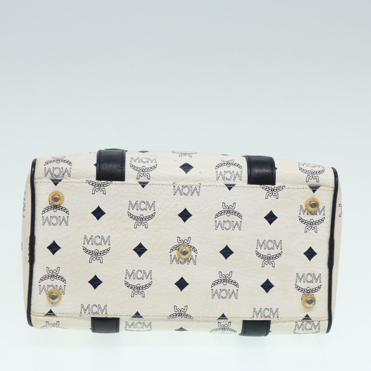 MCM Visetos White Leather Handbag (Pre-Owned)
