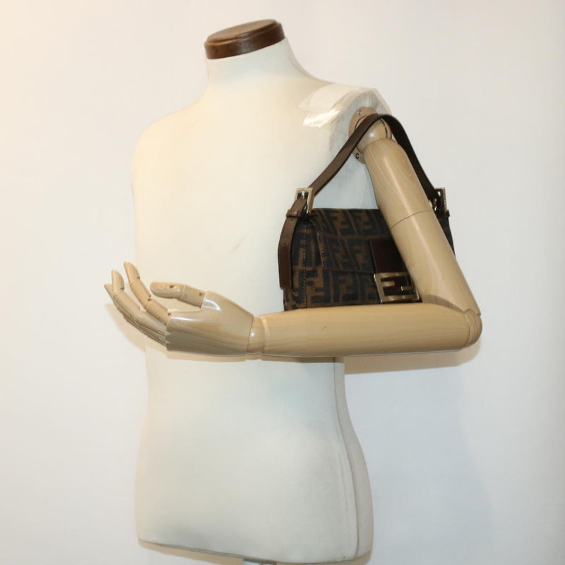 Fendi Baguette Brown Canvas Shoulder Bag (Pre-Owned)