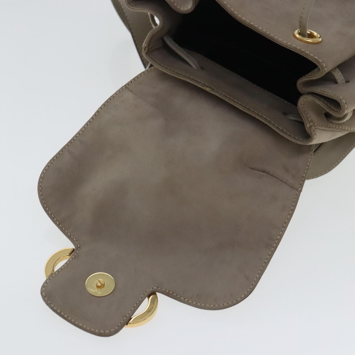 Salvatore Ferragamo Gancini Beige Suede Backpack Bag (Pre-Owned)