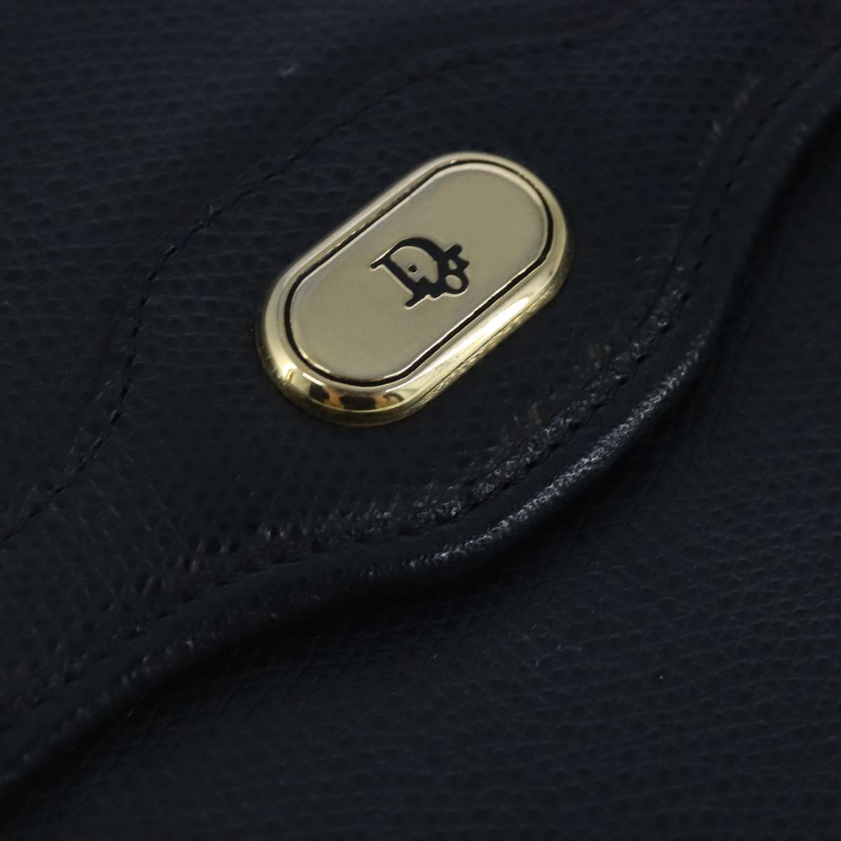 Dior Vintage Navy Leather Shoulder Bag (Pre-Owned)