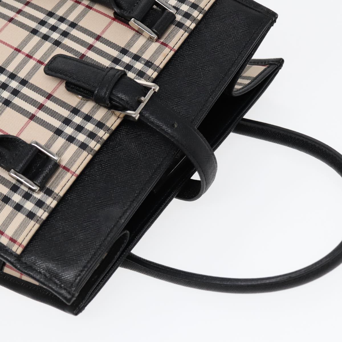 Burberry Nova Check Beige Canvas Handbag (Pre-Owned)