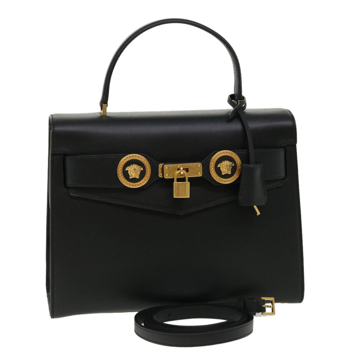 Versace Black Leather Handbag (Pre-Owned)
