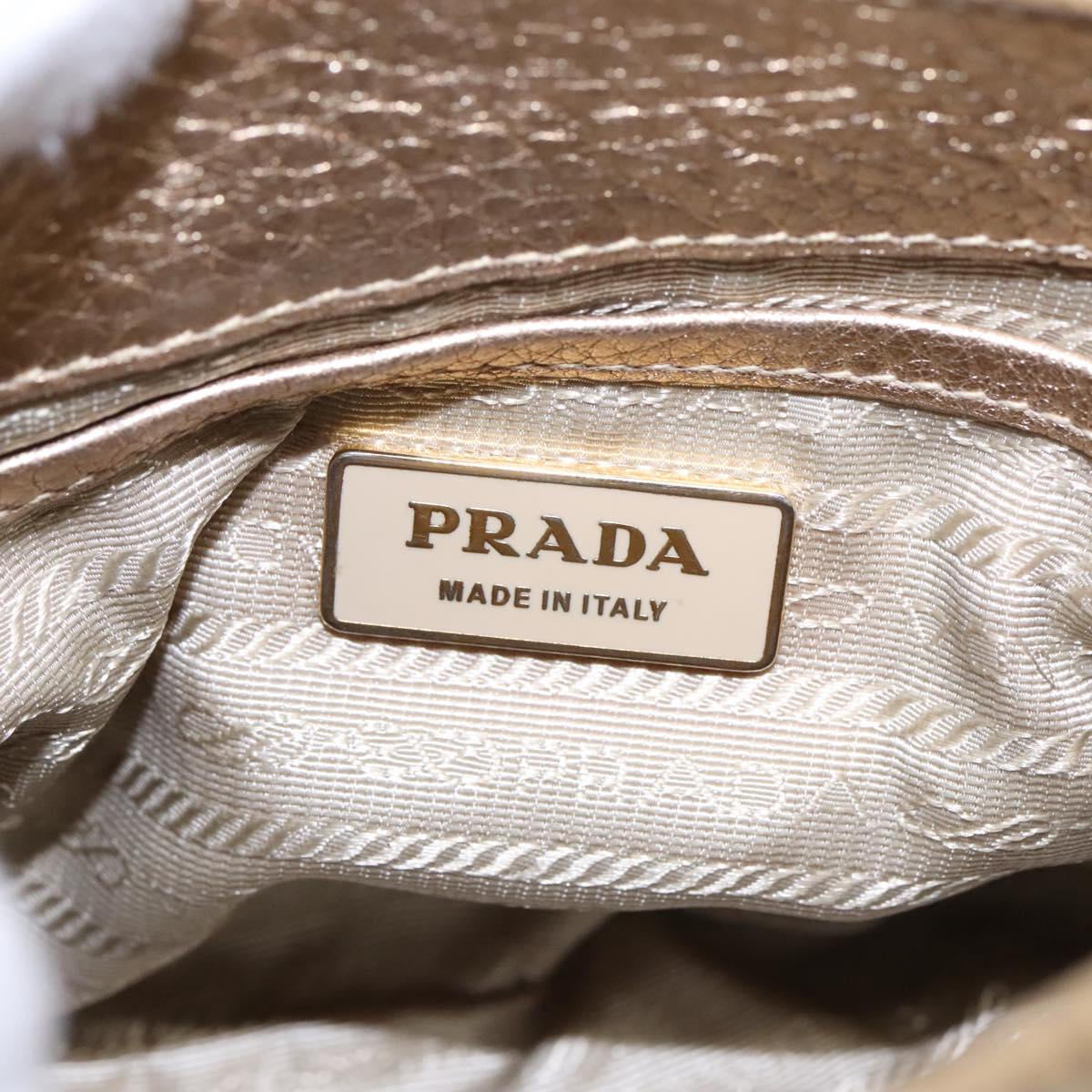 Prada Vitello Gold Leather Shoulder Bag (Pre-Owned)