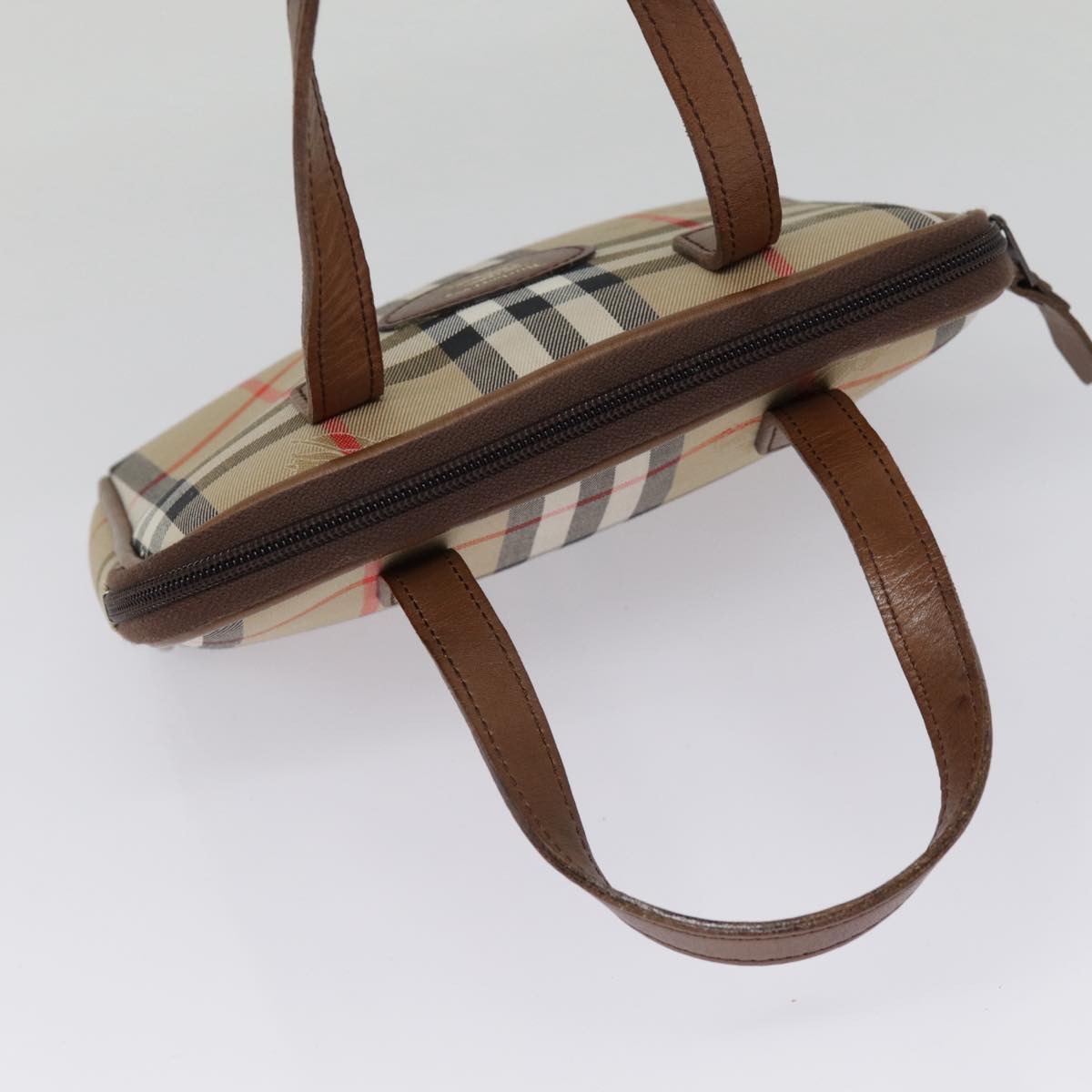 Burberry Nova Check Beige Canvas Handbag (Pre-Owned)