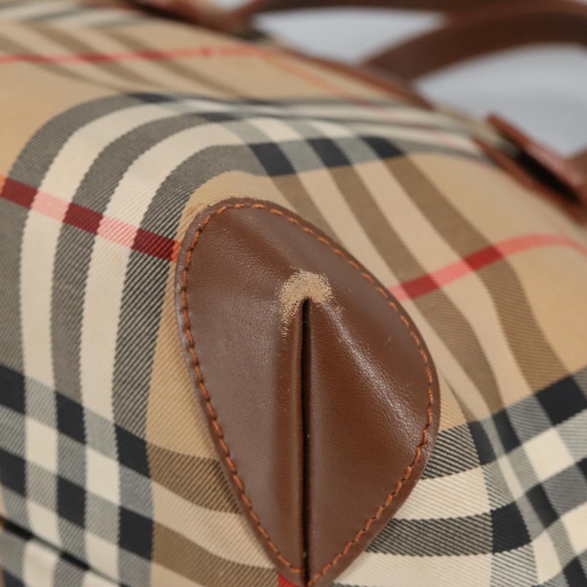 Burberry Nova Check Beige Canvas Handbag (Pre-Owned)