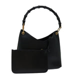 Gucci Bamboo Black Leather Shoulder Bag (Pre-Owned)