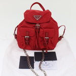 Prada Re-Nylon Red Synthetic Backpack Bag (Pre-Owned)