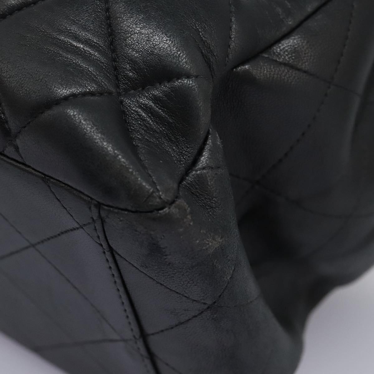 Chanel Classic Flap Black Leather Shoulder Bag (Pre-Owned)
