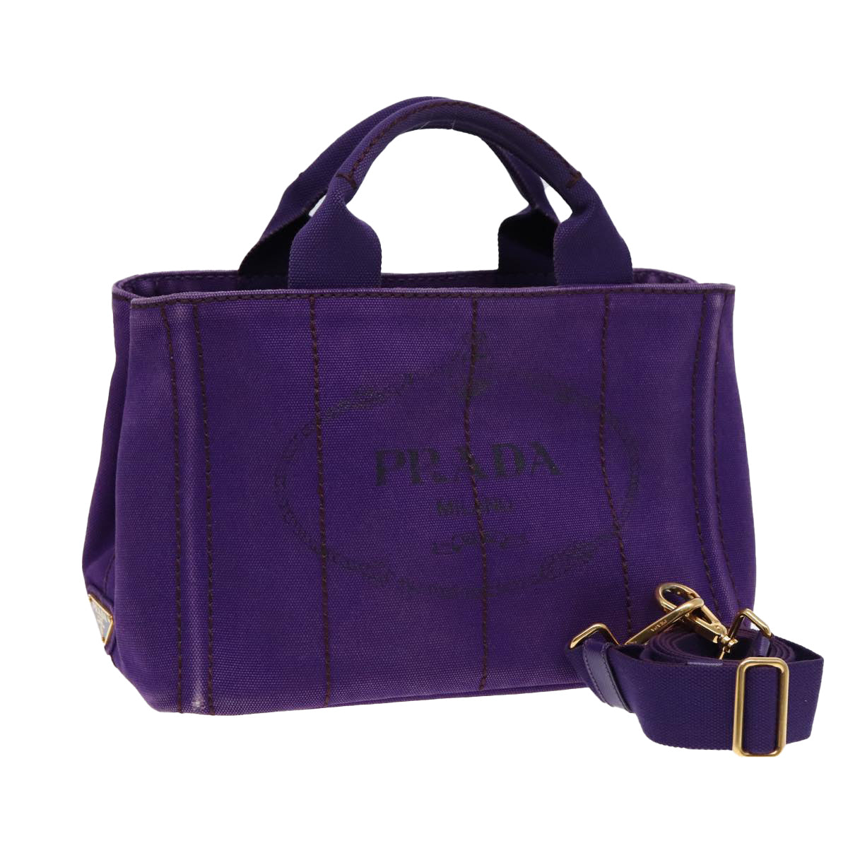 Prada Canapa Purple Canvas Handbag (Pre-Owned)
