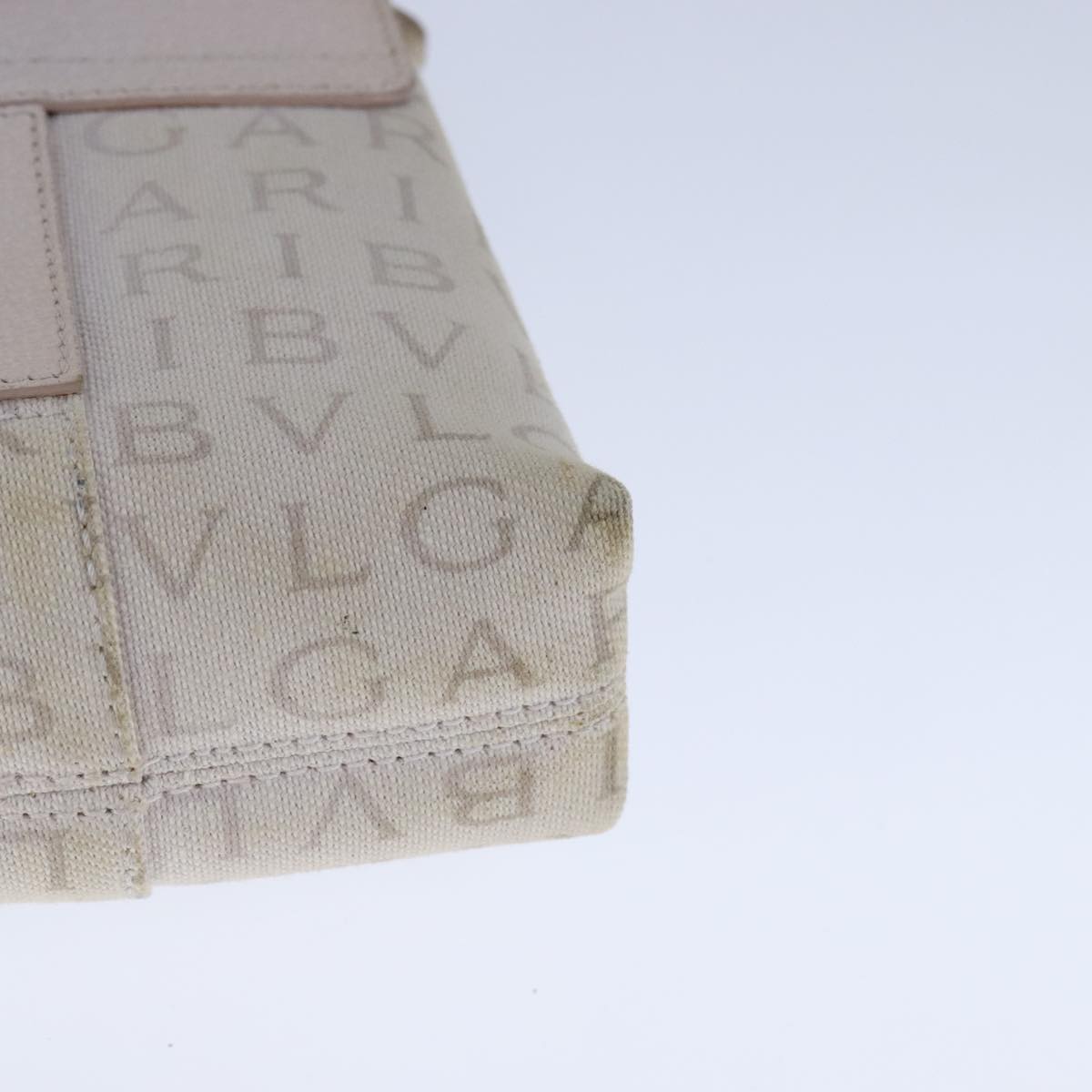 Bulgari Logo Mania Beige Canvas Shoulder Bag (Pre-Owned)
