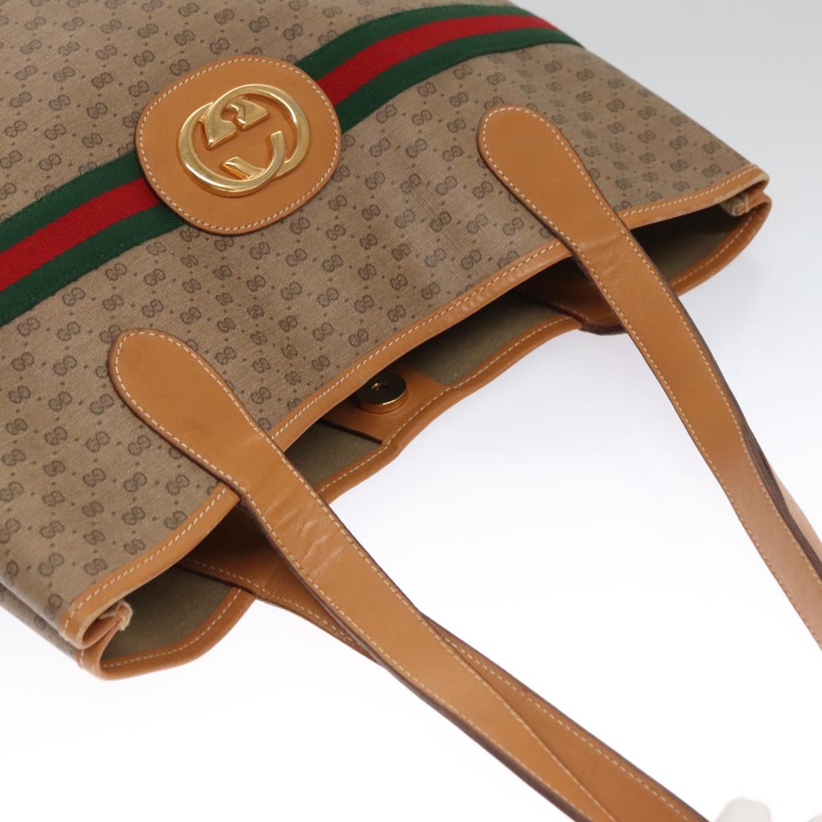 Gucci Sherry Beige Canvas Tote Bag (Pre-Owned)