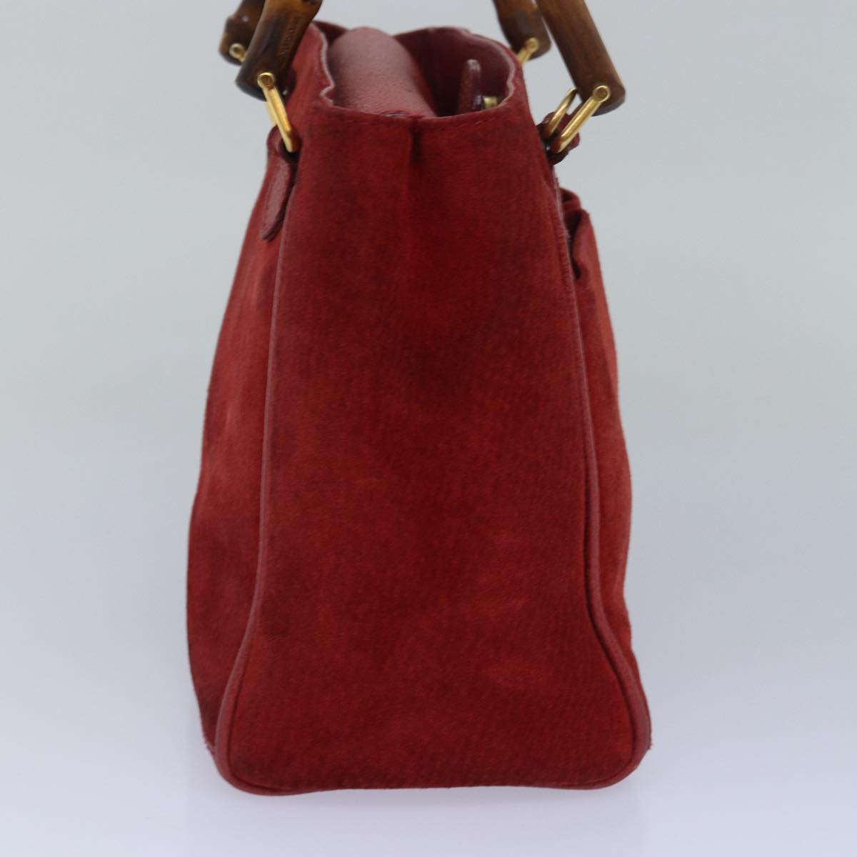 Gucci Bamboo Red Suede Handbag (Pre-Owned)