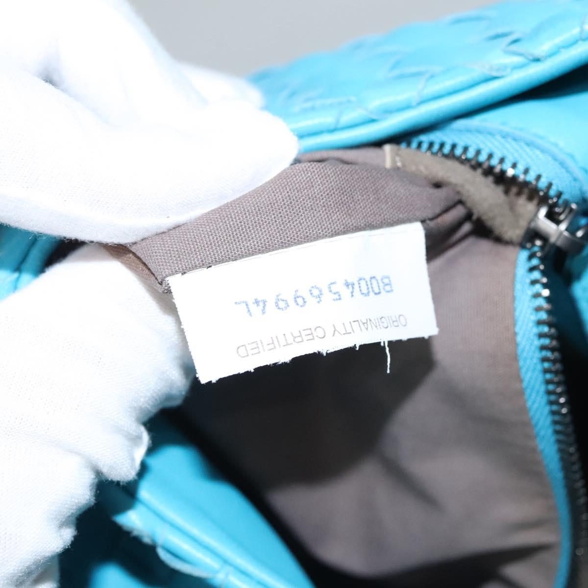 Bottega Veneta Intrecciato Blue Leather Handbag (Pre-Owned)