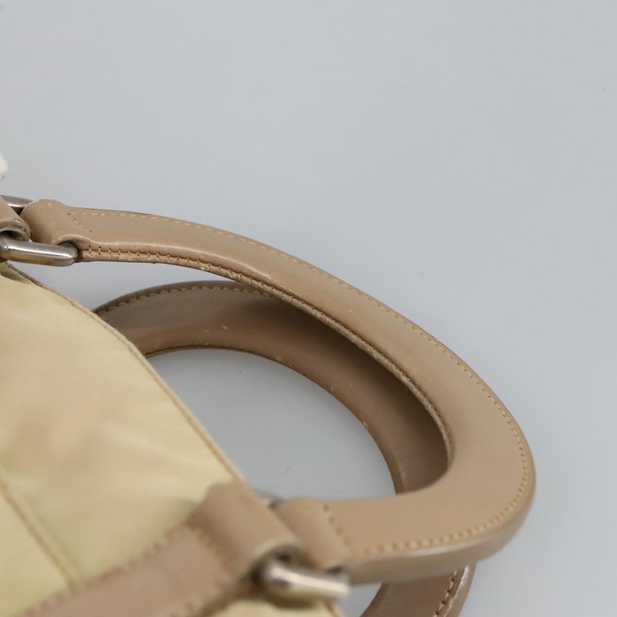Prada Triangle Logo Beige Synthetic Handbag (Pre-Owned)